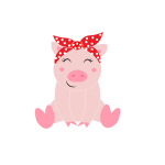 Cartoon Pink Pig Happy, Laser Cut Svg Files